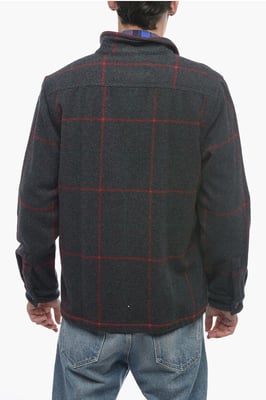 Kariertes Woll-Mix-Overshirt MALONE in Grau