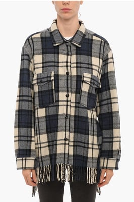 EXPLORER Overshirt mit Karomuster und doppelter Brusttasche in Blau