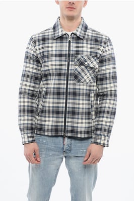 Wattiertes kariertes TIMBER Overshirt in Blau
