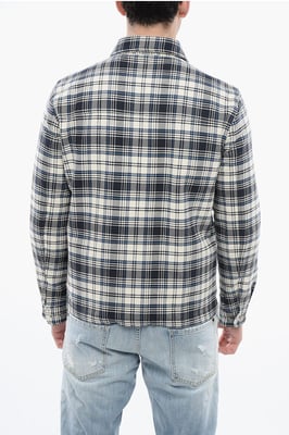 Wattiertes kariertes TIMBER Overshirt in Blau