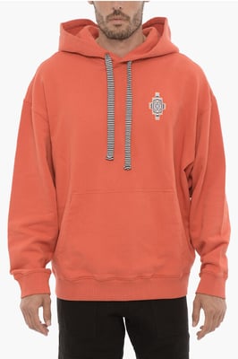 Baumwoll-Hoodie OPTICAL CROSS mit aufgesetzter Tasche in Rot