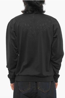 Einfarbiges Sweatshirt mit Bandana-Motiv und Reißverschluss in Schwarz