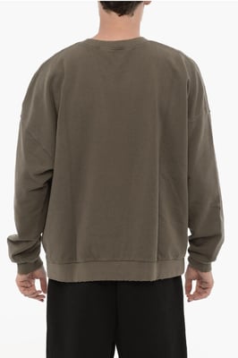 Rundhals-Sweatshirt mit Vintage-Effekt und geprägtem Monogramm in Militärgrün