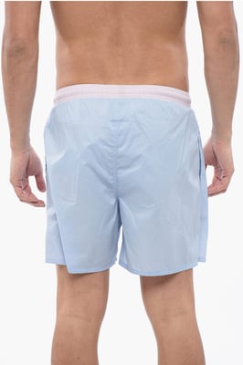 Zweifarbiger Boxer-Badeanzug in Blau, Rosa