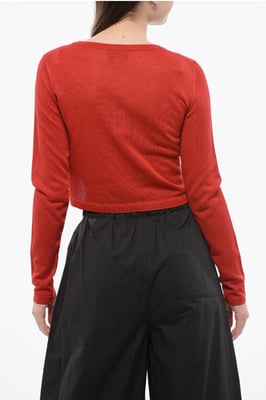 Kurzer Pullover aus Viskosemischung mit Rundhalsausschnitt in Rot