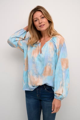 Langarm-Bluse Regular fit blue