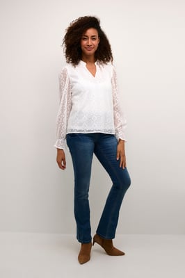 Langarm-Bluse Regular fit white
