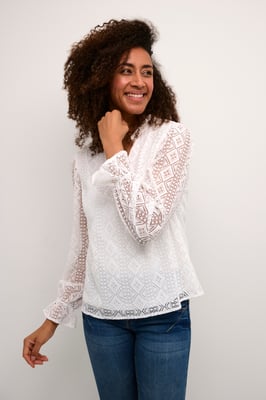 Langarm-Bluse Regular fit white