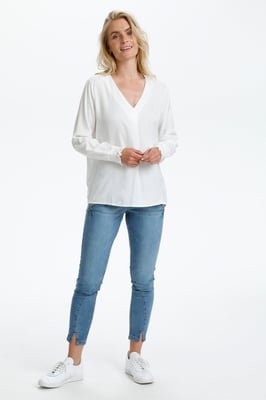 Langarm-Bluse Straight fit white