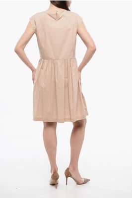 Ärmelloses Kleid aus Popeline-Baumwolle in Beige