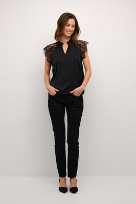 Kurzarm-Bluse Straight fit black