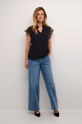 Kurzarm-Bluse Straight fit black