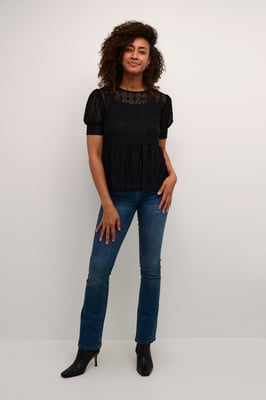 Kurzarm-Bluse Feminine black