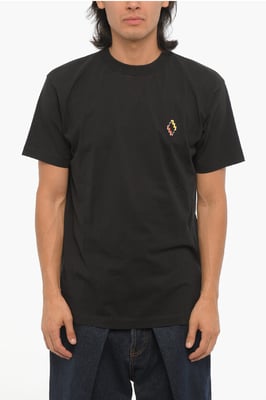 Baumwoll-T-Shirt mit Rundhalsausschnitt in Schwarz