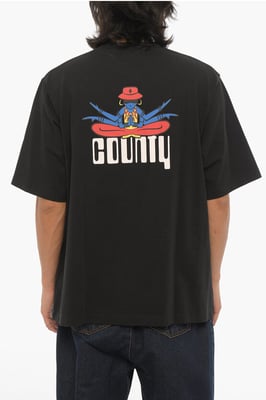 Bedrucktes DISCO GOD T-Shirt mit Rundhalsausschnitt in Schwarz