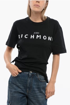 TOMIOK Überzieh-T-Shirt mit Spitzendetail hinten in Schwarz