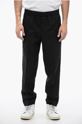 REM-Hose aus Leinenmischung mit elastischem Bund in Schwarz