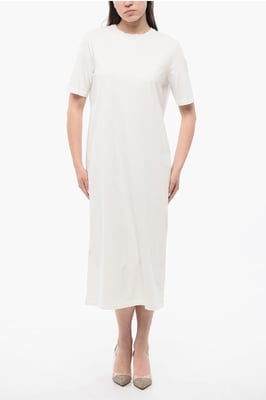 T-Shirt-Kleid aus Baumwolljersey in Weiß