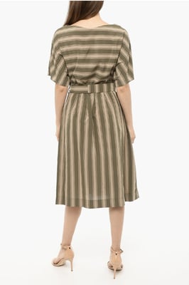 Bayadere Gestreiftes SCULLY Maxikleid mit Gürtel in Beige, Verde