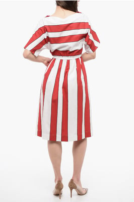 Gestreiftes ärmelloses Kleid SCULLY in Bianco, Rosso