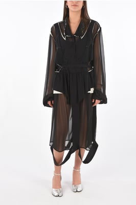 MM0 Seidenkleid mit Cut-outs und Gürtel in Schwarz