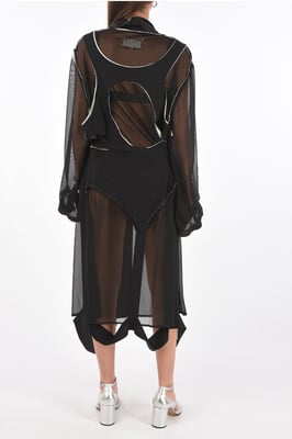 MM0 Seidenkleid mit Cut-outs und Gürtel in Schwarz