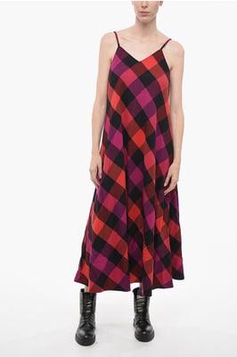 Kariertes ARCHIVE Longkleid in Pink