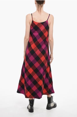 Kariertes ARCHIVE Longkleid in Pink