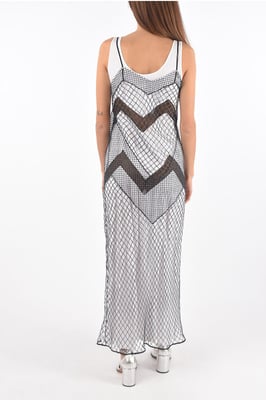 MM1 Mesh-Maxikleid mit Petticoat-Innenseite in Blau