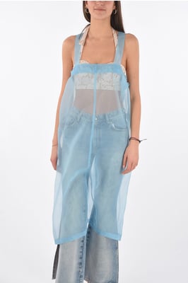 MM0 Transparentes, ärmelloses Etuikleid in Blau