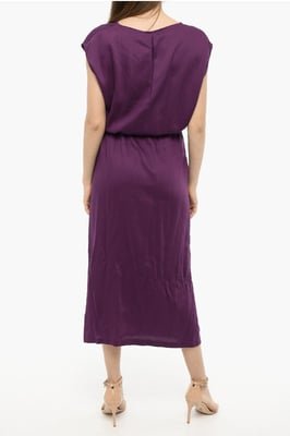 Einfarbiges Maxikleid aus Twill in Violett