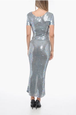 Langes Paillettenkleid in Hellblau