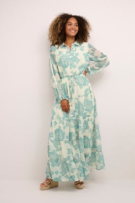 Kleid A-shape white green