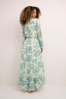 Kleid A-shape white green