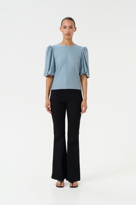Kurzarm-Bluse Slim fit light blue