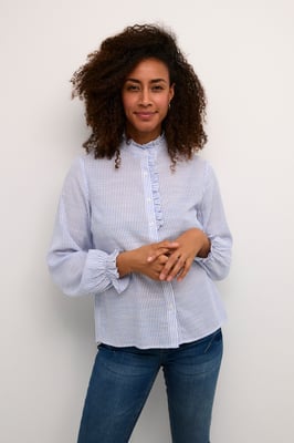Langarm - Hemd Regular fit blue white