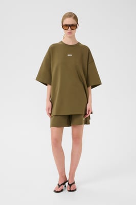 Kurzarm-Bluse Oversize fit olive