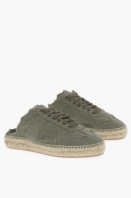 MM22 Grüne Low-Top-Sneaker aus Baumwolle mit offener Rückseite