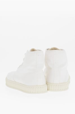 MM22 Einfarbige High-Top-Sneaker aus Baumwolle in Weiß