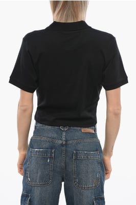 Kurzes AICARDI-Polo mit Ton-in-Ton-Stickerei in Schwarz