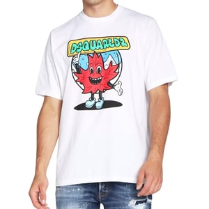 Dsquared2 - Weißes T-Shirt mit Ahornblatt vorne