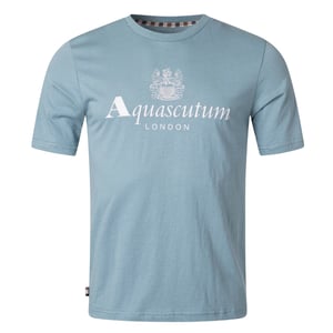 Aquascutum Active - Blaues T-Shirt mit großem Logo