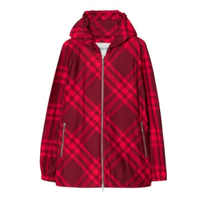 Burberry - Karierte Nylonjacke mit Kapuze, rot kariert