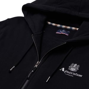 Aquascutum Active - Schwarzer Hoodie mit kleinem Logo und durchgehendem Reißverschluss