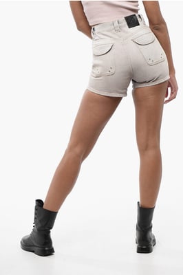 Denims Cargo Shorts mit Acid-Wash-Effekt in Violett
