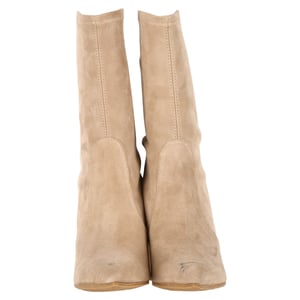 Stuart Weitzman Blockabsatz Ankle Boots aus beigem Wildleder
