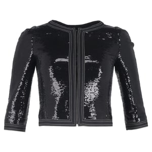 Chanel Zip-Wende-Pailletten-Cropped-Blazer aus schwarzem Polyester