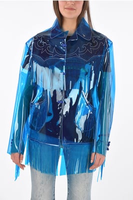 Westernjacke aus PVC mit Fransen in Blau
