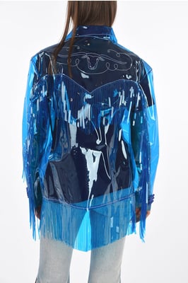 Westernjacke aus PVC mit Fransen in Blau