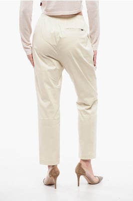 Baumwoll-MILITARY-Chinos mit elastischem Bund in Beige